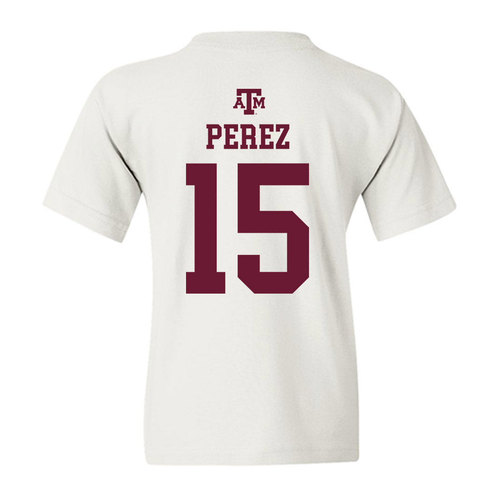 Texas A&M - NCAA Softball : Larisa Perez - White Out 2026 Youth T-Shirt-1