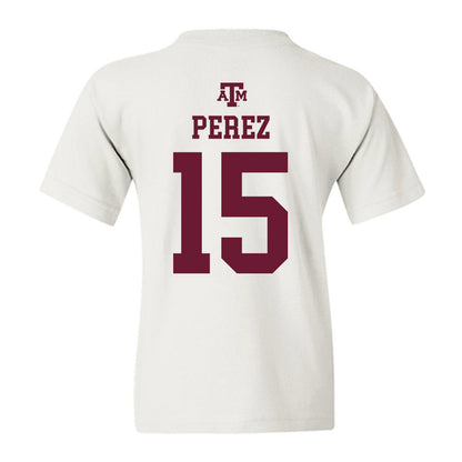 Texas A&M - NCAA Softball : Larisa Perez - White Out 2026 Youth T-Shirt-1