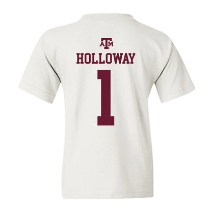 Texas A&M - NCAA Men's Basketball : Josh Holloway - White Out 2026 Youth T-Shirt-1