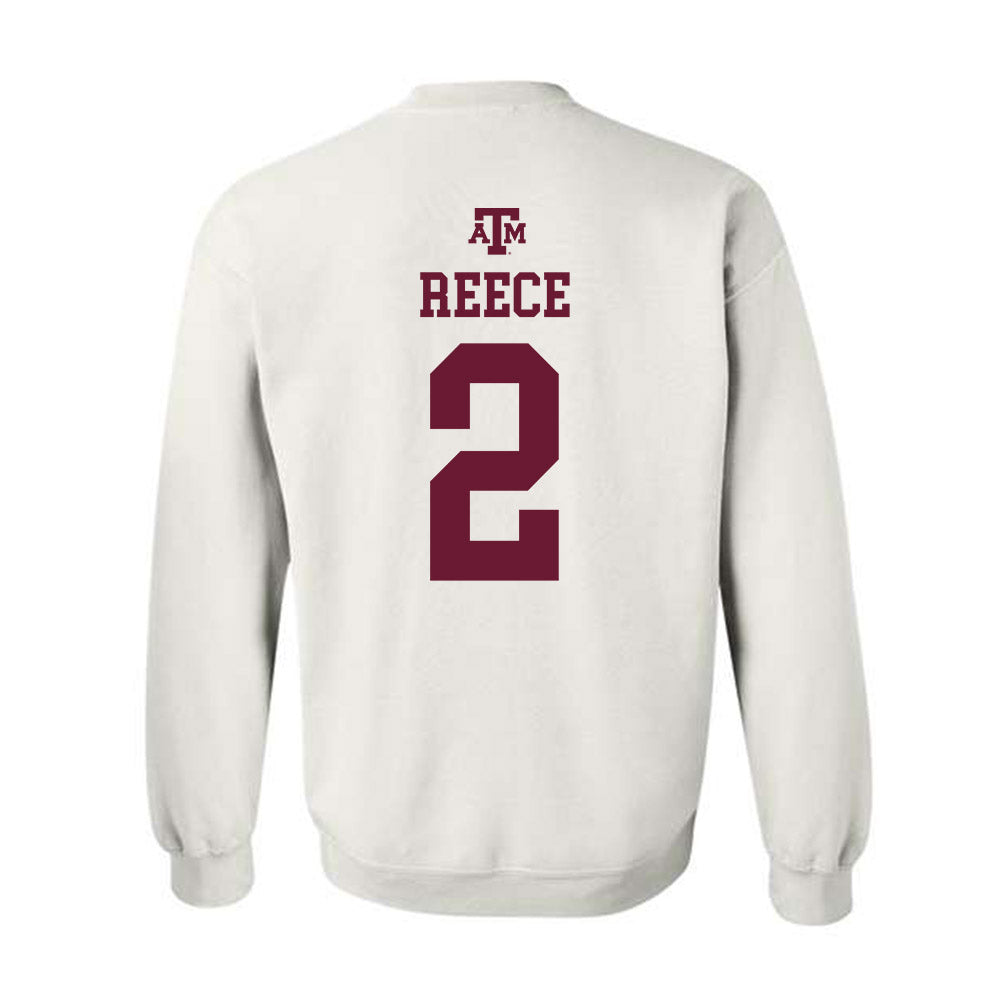 Texas A&M - NCAA Men's Basketball : Jalen Reece - White Out 2026 Crewneck Sweatshirt-1