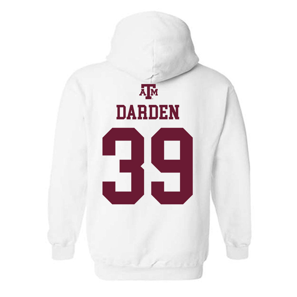 Texas A&M - NCAA Baseball : Ethan Darden - White Out 2026 Hooded Sweatshirt-1