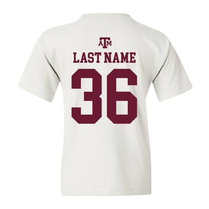Texas A&M - NCAA Baseball : Cole Hubert - White Out 2026 Youth T-Shirt-1