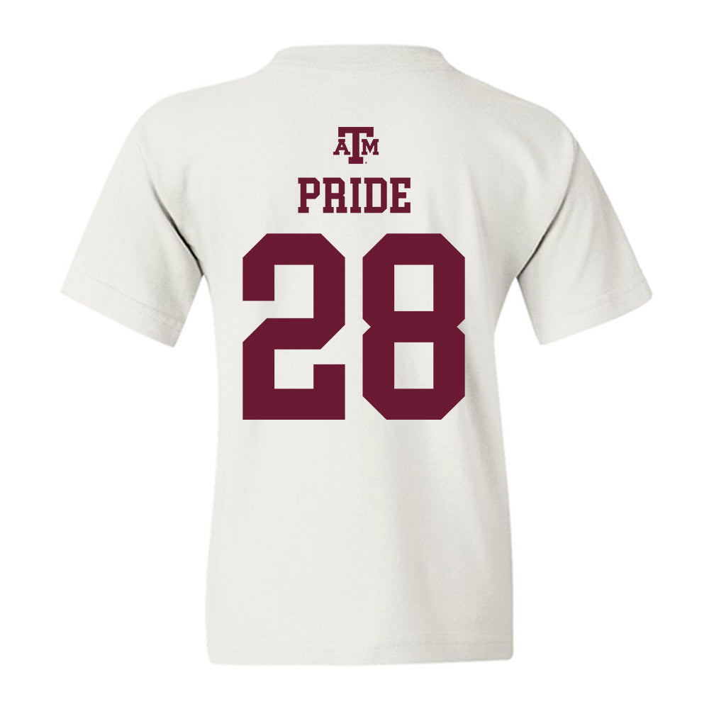 Texas A&M - NCAA Football : Jordan Pride - White Out 2026 Youth T-Shirt-1