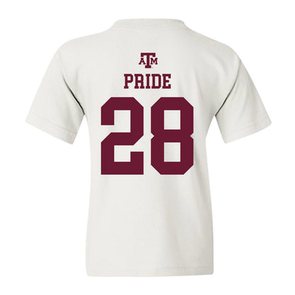 Texas A&M - NCAA Football : Jordan Pride - White Out 2026 Youth T-Shirt-1