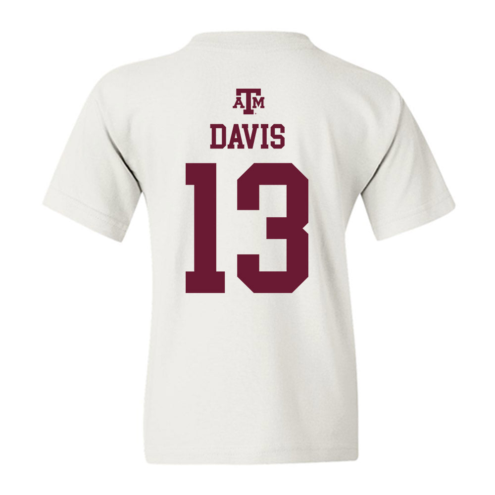 Texas A&M - NCAA Football : Myles Davis - White Out 2026 Youth T-Shirt-1