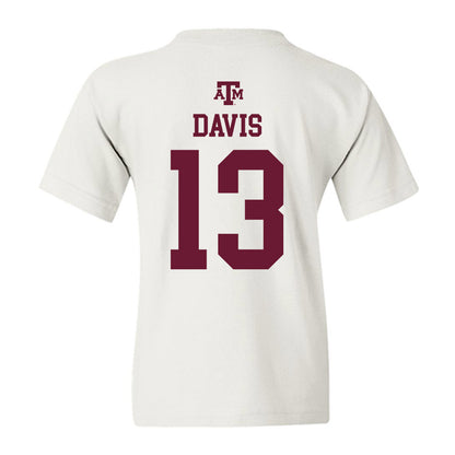 Texas A&M - NCAA Football : Myles Davis - White Out 2026 Youth T-Shirt-1