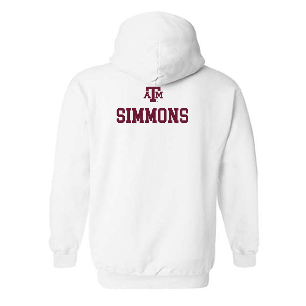 Texas A&M - NCAA Men's Swimming & Diving : John Simmons - White Out 2026 Hooded Sweatshirt-1