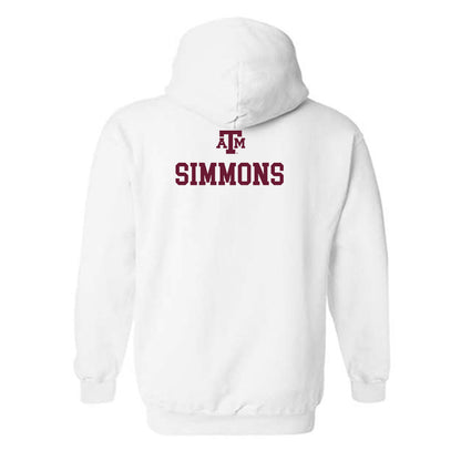 Texas A&M - NCAA Men's Swimming & Diving : John Simmons - White Out 2026 Hooded Sweatshirt-1