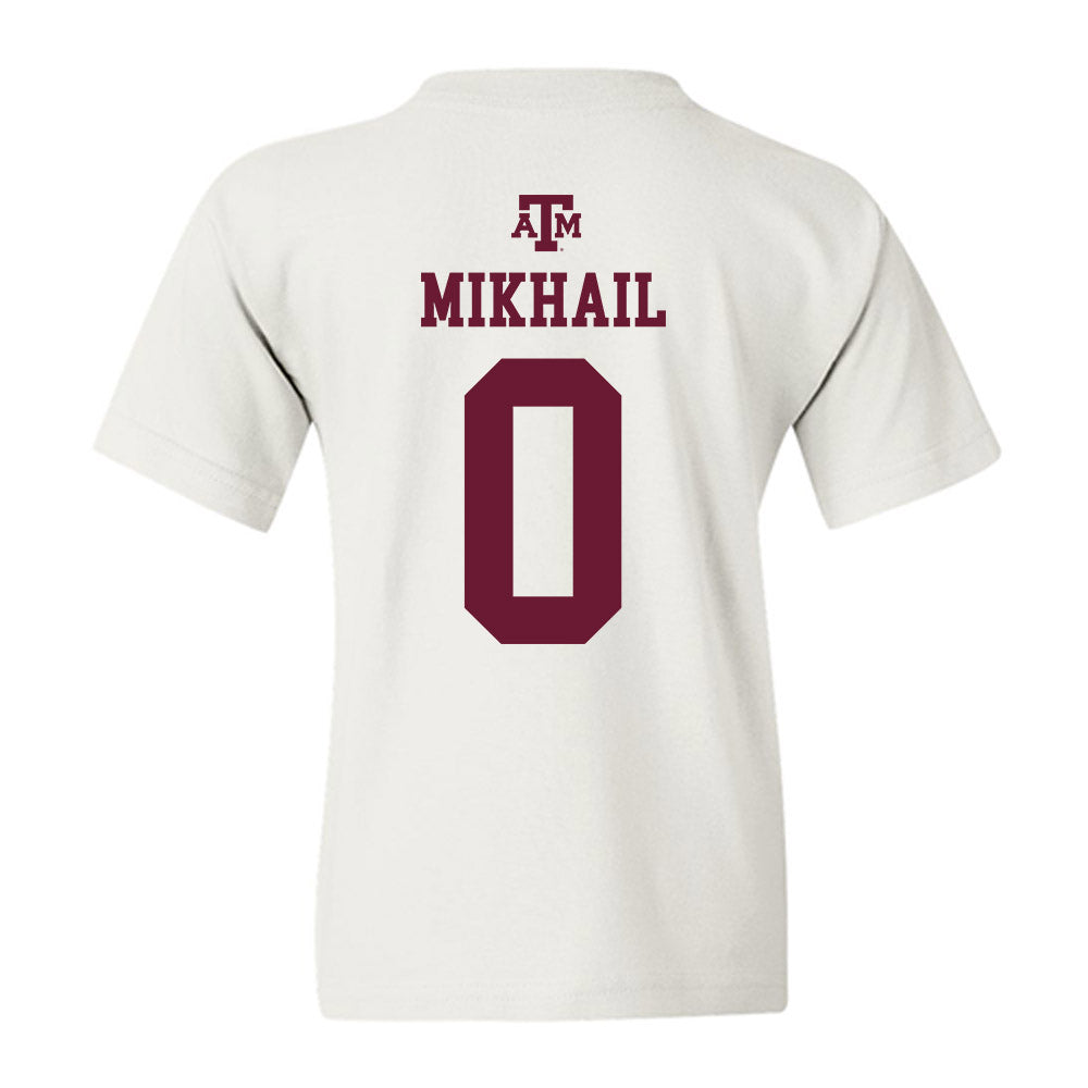 Texas A&M - NCAA Football : Noah Mikhail - White Out 2026 Youth T-Shirt-1