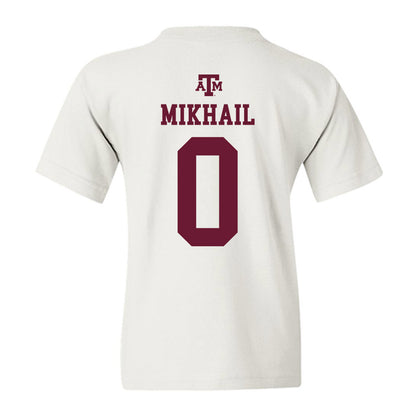Texas A&M - NCAA Football : Noah Mikhail - White Out 2026 Youth T-Shirt-1