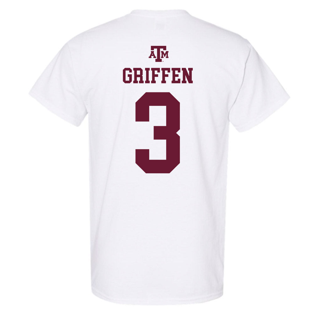 Texas A&M - NCAA Men's Basketball : Rylan Griffen - White Out 2026 T-Shirt-1