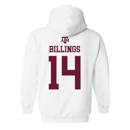 Texas A&M - NCAA Baseball : Luke Billings - White Out 2026 Hooded Sweatshirt-1