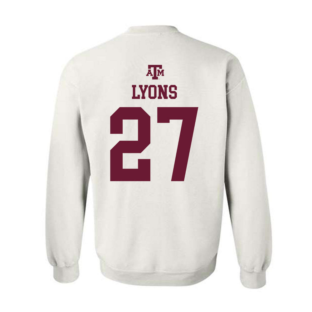 Texas A&M - NCAA Baseball : Gavin Lyons - White Out 2026 Crewneck Sweatshirt-1