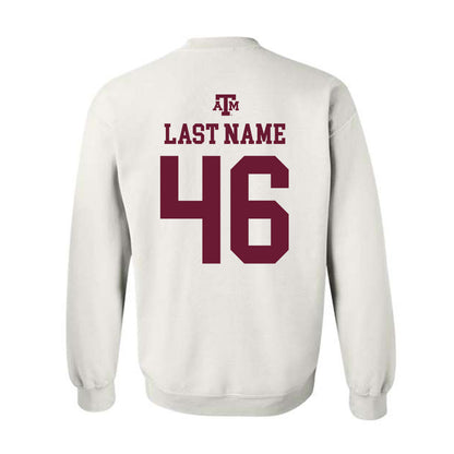 Texas A&M - NCAA Baseball : Blake Binderup - White Out 2026 Crewneck Sweatshirt-1