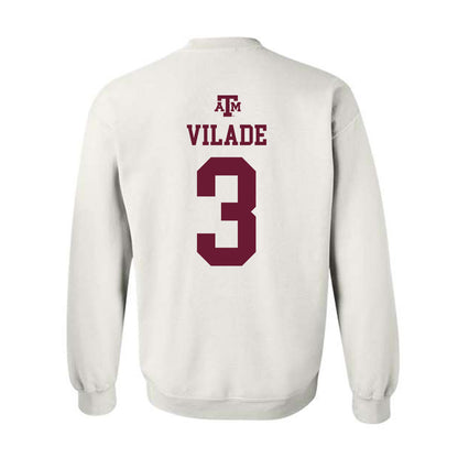 Texas A&M - NCAA Baseball : Trent Vilade - White Out 2026 Crewneck Sweatshirt-1