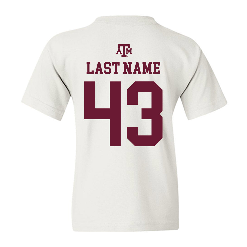 Texas A&M - NCAA Football : Carter Braugh - White Out 2026 Youth T-Shirt-1