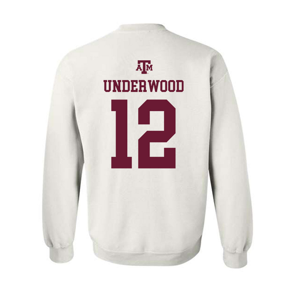 Texas A&M - NCAA Women's Volleyball : Ava Underwood - White Out 2026 Crewneck Sweatshirt-1
