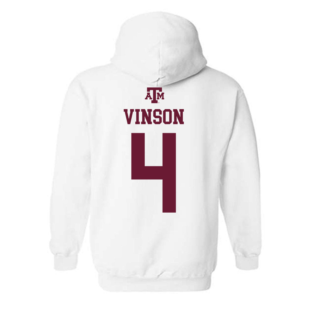 Texas A&M - NCAA Men's Basketball : Jamie Vinson - White Out 2026 Hooded Sweatshirt-1