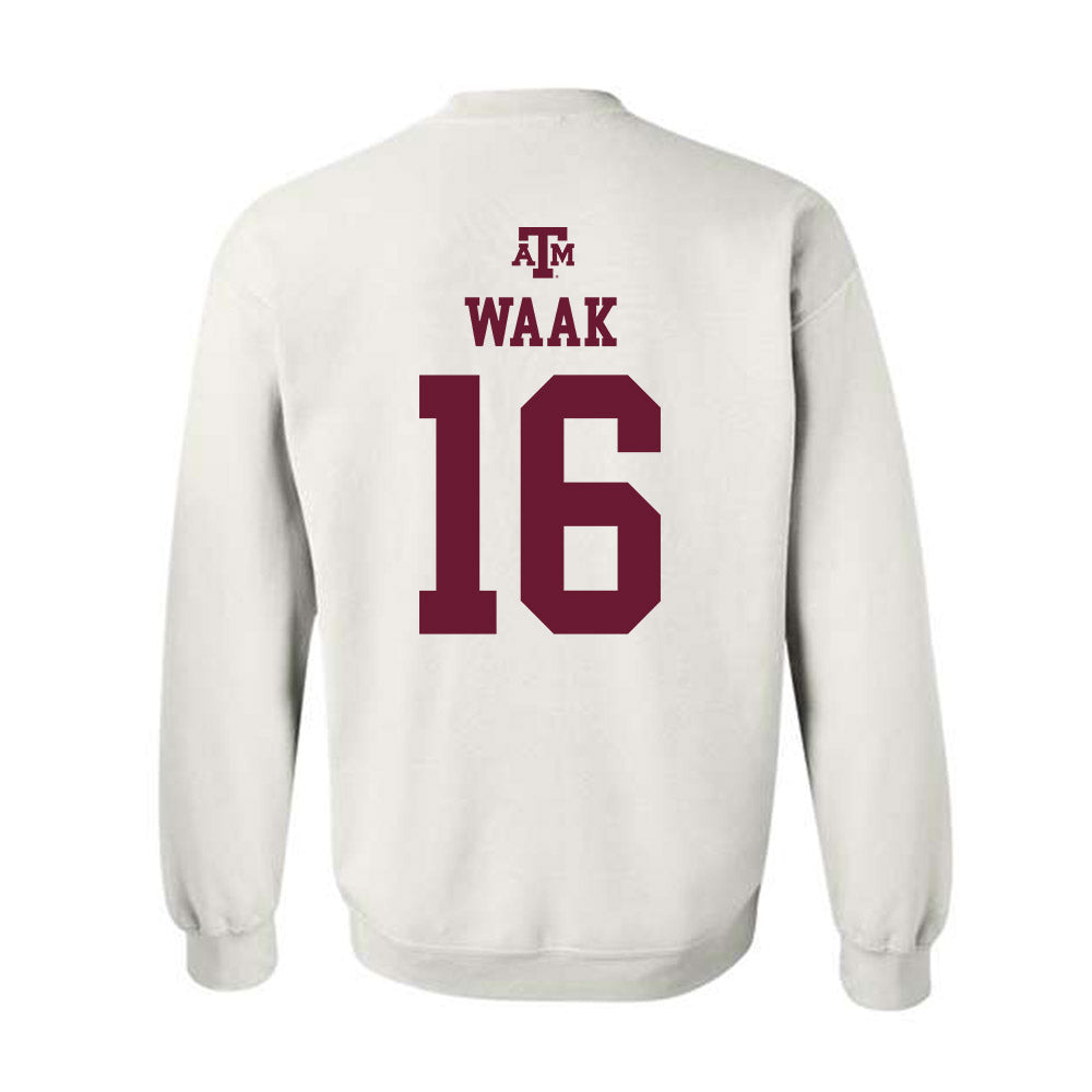 Texas A&M - NCAA Women's Volleyball : Maddie Waak - White Out 2026 Crewneck Sweatshirt-1