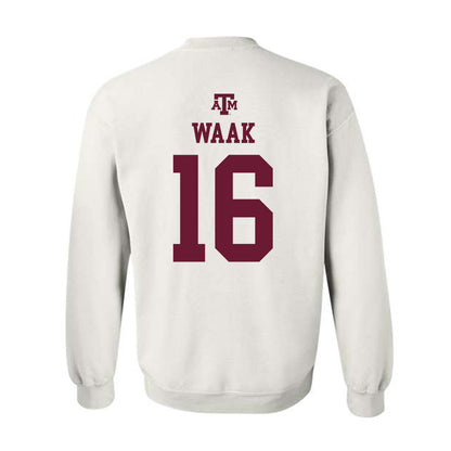 Texas A&M - NCAA Women's Volleyball : Maddie Waak - White Out 2026 Crewneck Sweatshirt-1