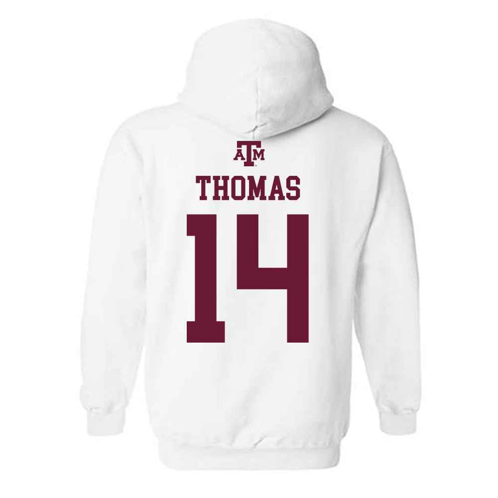 Texas A&M - NCAA Football : Jayvon Thomas - White Out 2026 Hooded Sweatshirt-1