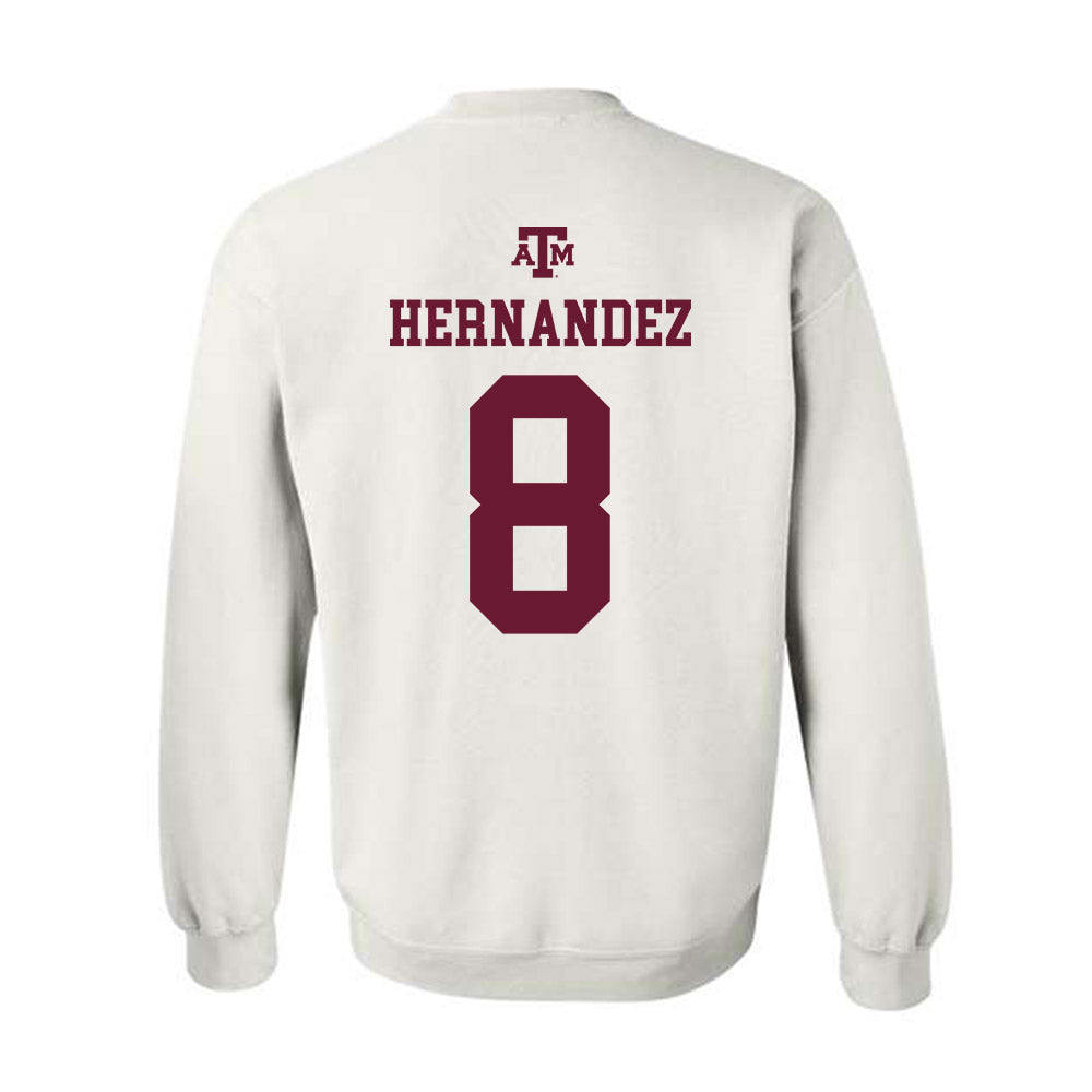 Texas A&M - NCAA Women's Volleyball : Amare Hernandez - White Out 2026 Crewneck Sweatshirt-1