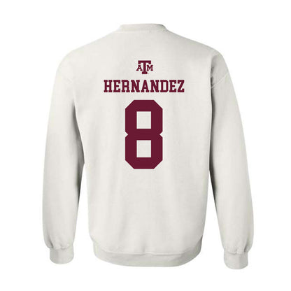 Texas A&M - NCAA Women's Volleyball : Amare Hernandez - White Out 2026 Crewneck Sweatshirt-1