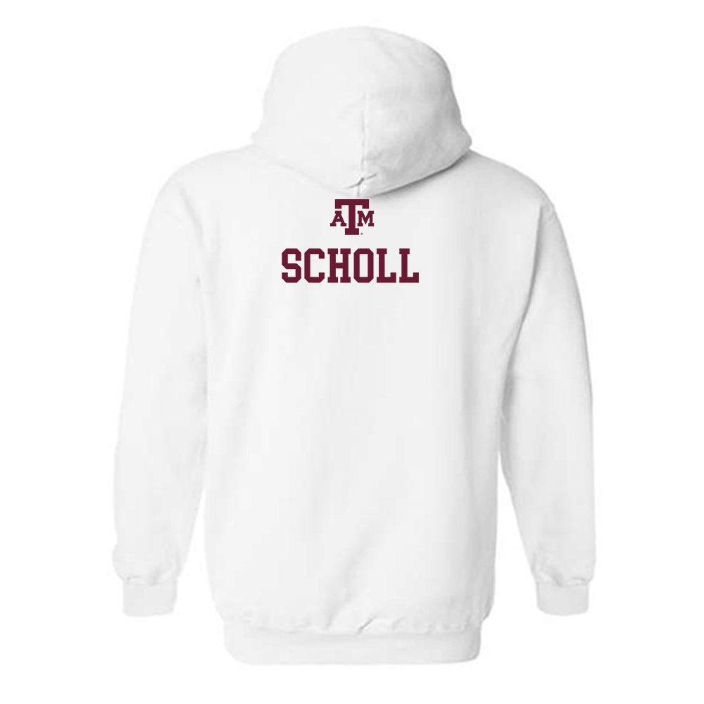 Texas A&M - NCAA Men's Swimming & Diving : Ben Scholl - White Out 2026 Hooded Sweatshirt-1