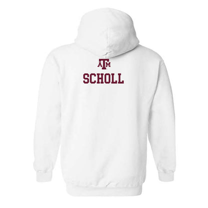 Texas A&M - NCAA Men's Swimming & Diving : Ben Scholl - White Out 2026 Hooded Sweatshirt-1