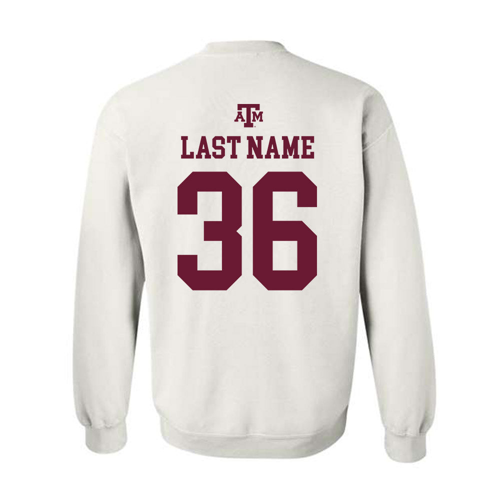Texas A&M - NCAA Baseball : Cole Hubert - White Out 2026 Crewneck Sweatshirt-1