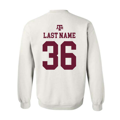 Texas A&M - NCAA Baseball : Cole Hubert - White Out 2026 Crewneck Sweatshirt-1