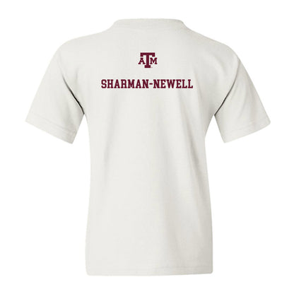 Texas A&M - NCAA Men's Track & Field : Reece Sharman-Newell - White Out 2026 Youth T-Shirt-1