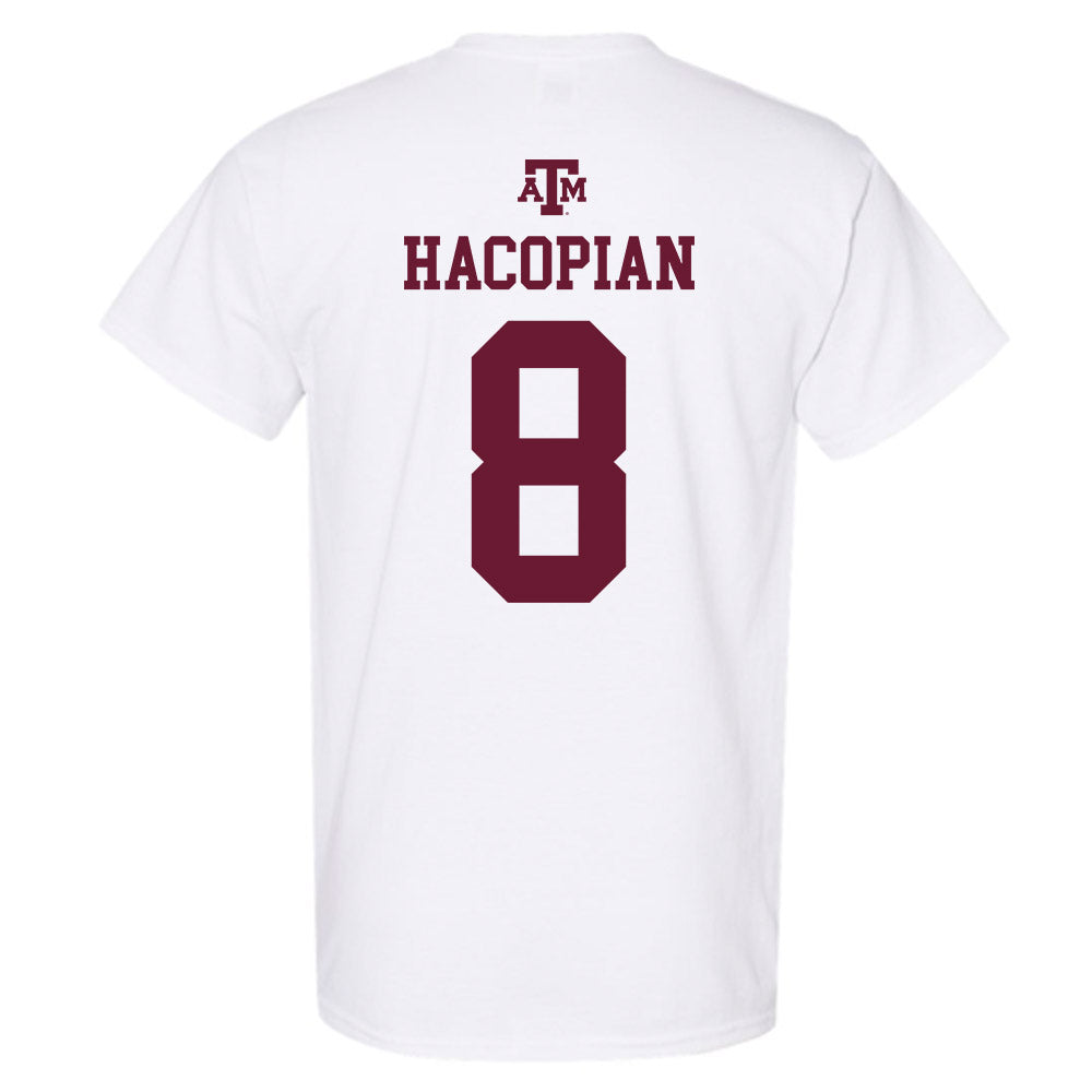 Texas A&M - NCAA Baseball : Christopher Hacopian - White Out 2026 T-Shirt-1