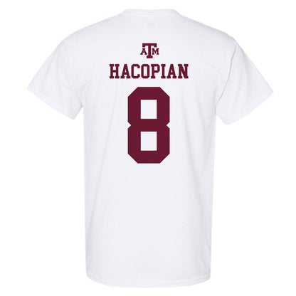 Texas A&M - NCAA Baseball : Christopher Hacopian - White Out 2026 T-Shirt-1
