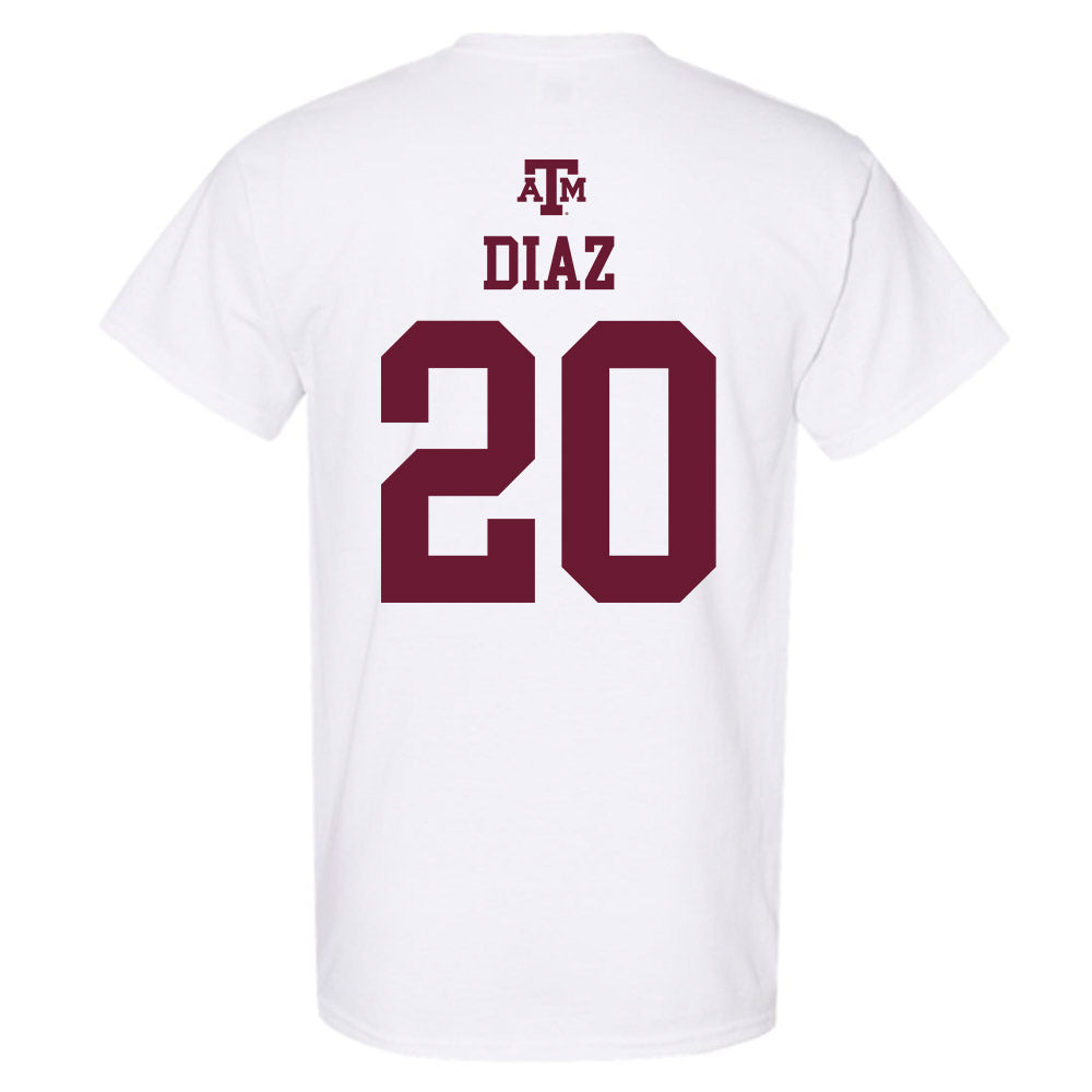 Texas A&M - NCAA Women's Soccer : Leah Diaz - White Out 2026 T-Shirt-1
