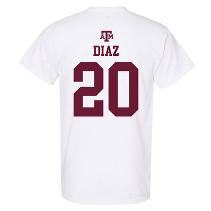 Texas A&M - NCAA Women's Soccer : Leah Diaz - White Out 2026 T-Shirt-1