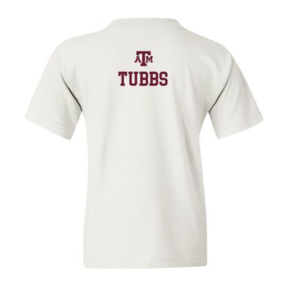 Texas A&M - NCAA Men's Track & Field : Charvis Tubbs - White Out 2026 Youth T-Shirt-1