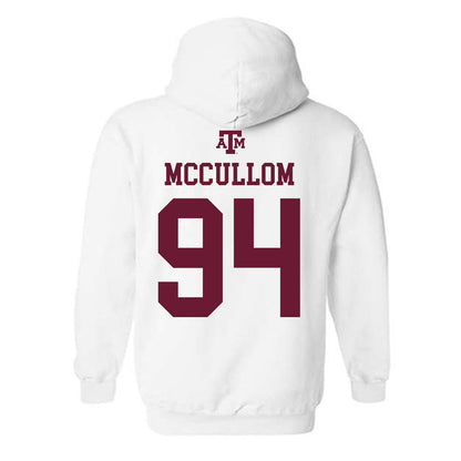 Texas A&M - NCAA Football : Angelo McCullom - White Out 2026 Hooded Sweatshirt-1