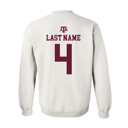 Texas A&M - NCAA Baseball : Travis Chestnut - White Out 2026 Crewneck Sweatshirt-1