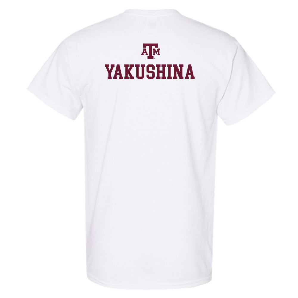Texas A&M - NCAA Women's Track & Field : Sofia Yakushina - White Out 2026 T-Shirt-1