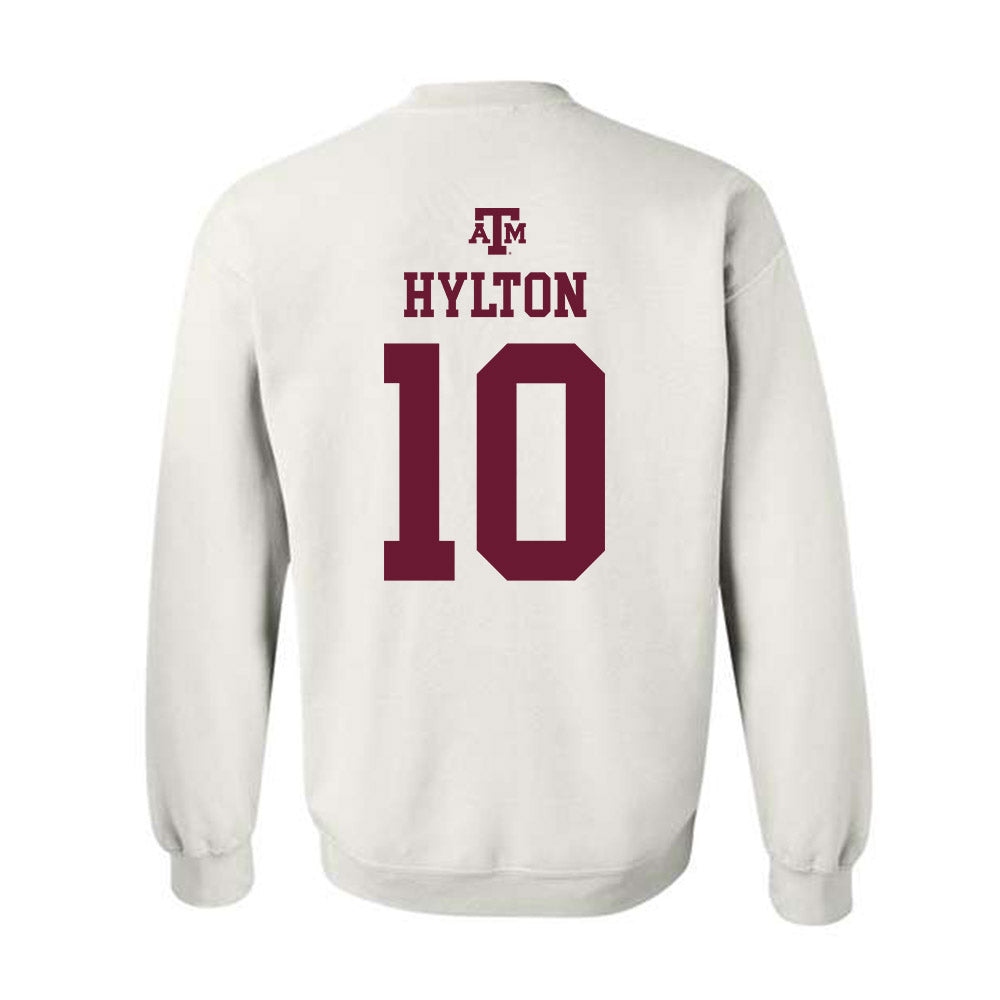 Texas A&M - NCAA Women's Basketball : Lemyah Hylton - White Out 2026 Crewneck Sweatshirt-1