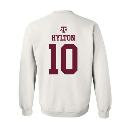 Texas A&M - NCAA Women's Basketball : Lemyah Hylton - White Out 2026 Crewneck Sweatshirt-1