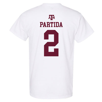 Texas A&M - NCAA Baseball : Nico Partida - White Out 2026 T-Shirt-1