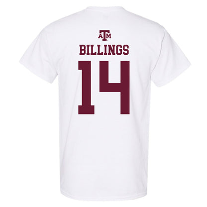 Texas A&M - NCAA Baseball : Luke Billings - White Out 2026 T-Shirt-1