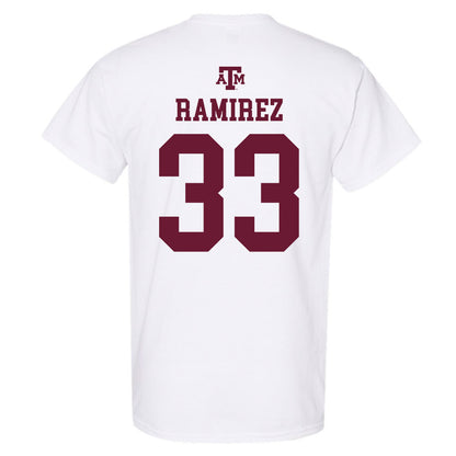 Texas A&M - NCAA Baseball : David Ramirez - White Out 2026 T-Shirt-1