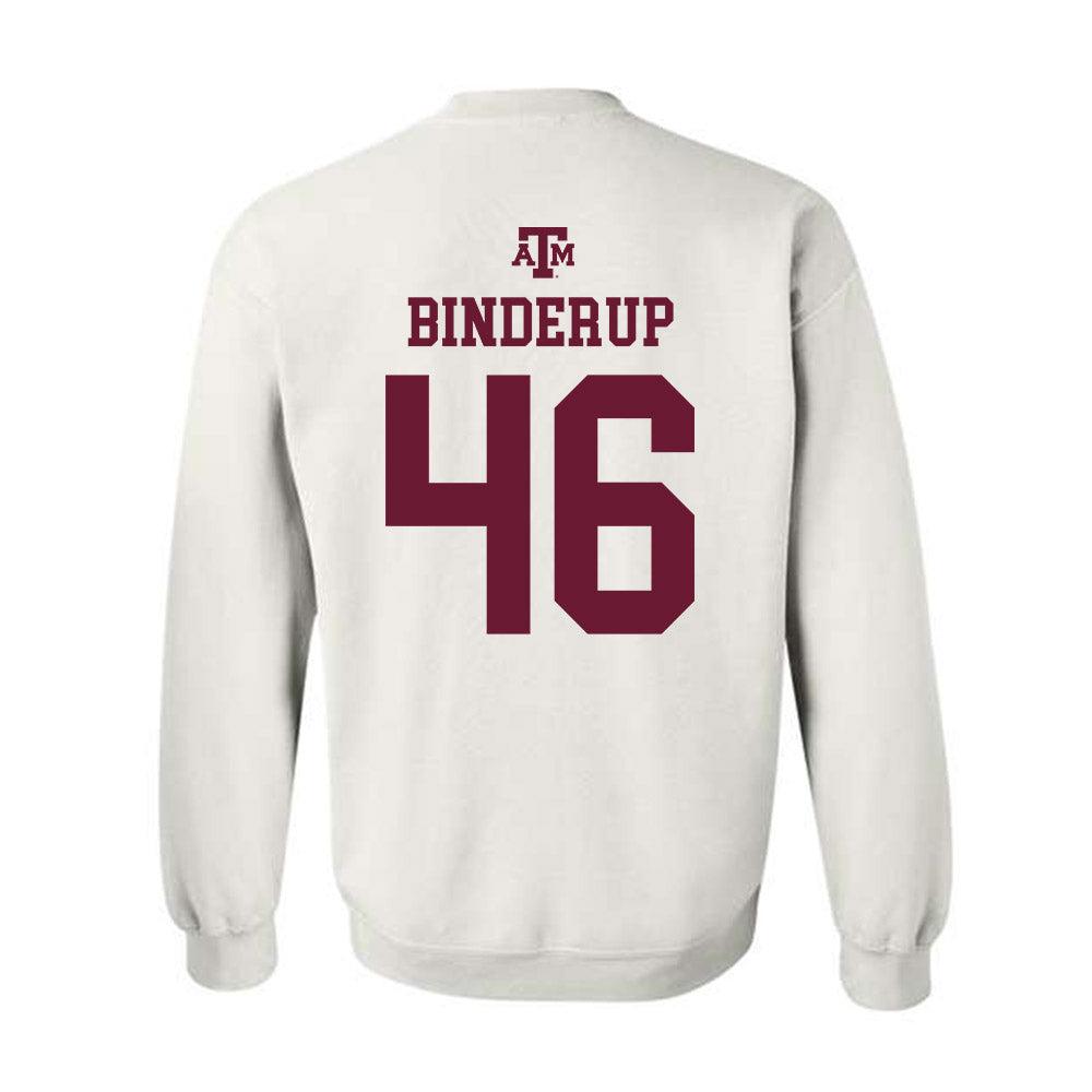 Texas A&M - NCAA Baseball : Blake Binderup - White Out 2026 Crewneck Sweatshirt-1