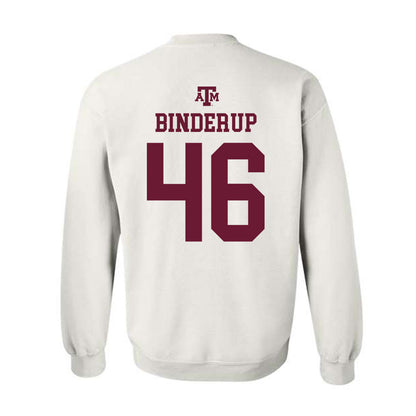 Texas A&M - NCAA Baseball : Blake Binderup - White Out 2026 Crewneck Sweatshirt-1
