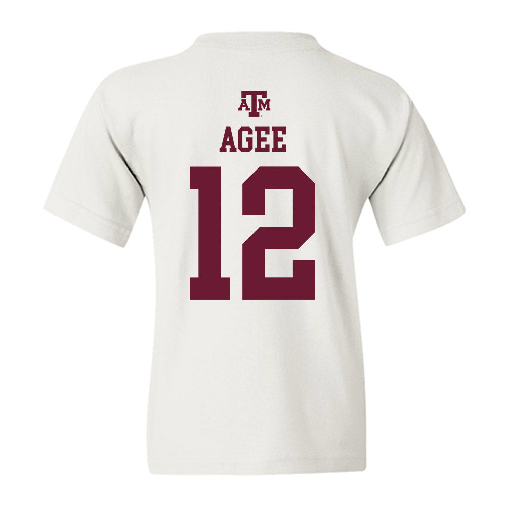 Texas A&M - NCAA Men's Basketball : Rashaun Agee - White Out 2026 Youth T-Shirt-1