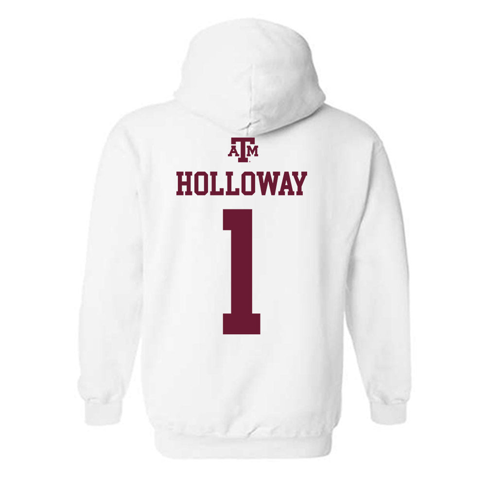 Texas A&M - NCAA Men's Basketball : Josh Holloway - White Out 2026 Hooded Sweatshirt-1