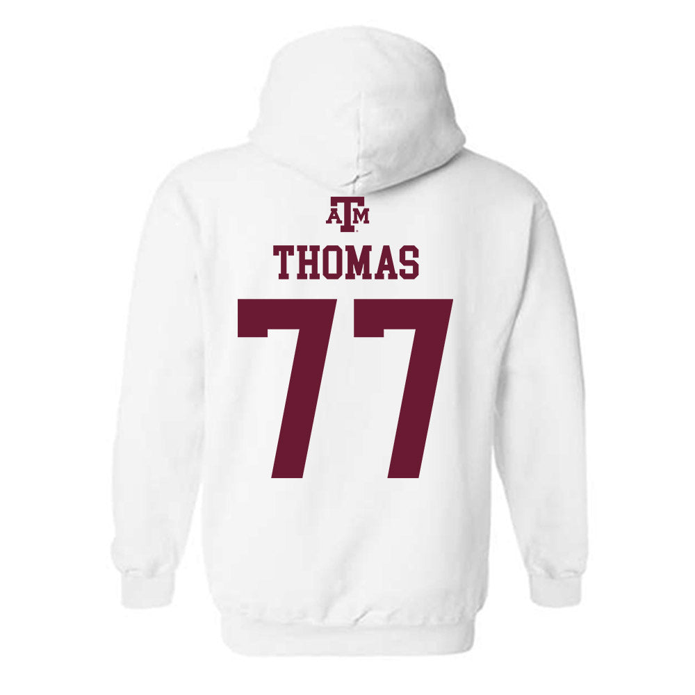 Texas A&M - NCAA Football : Tyler Thomas - White Out 2026 Hooded Sweatshirt-1